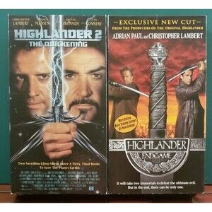 Highlander 2: The Quickening & Highlander Endgame Christopher Lambert VHS Tapes